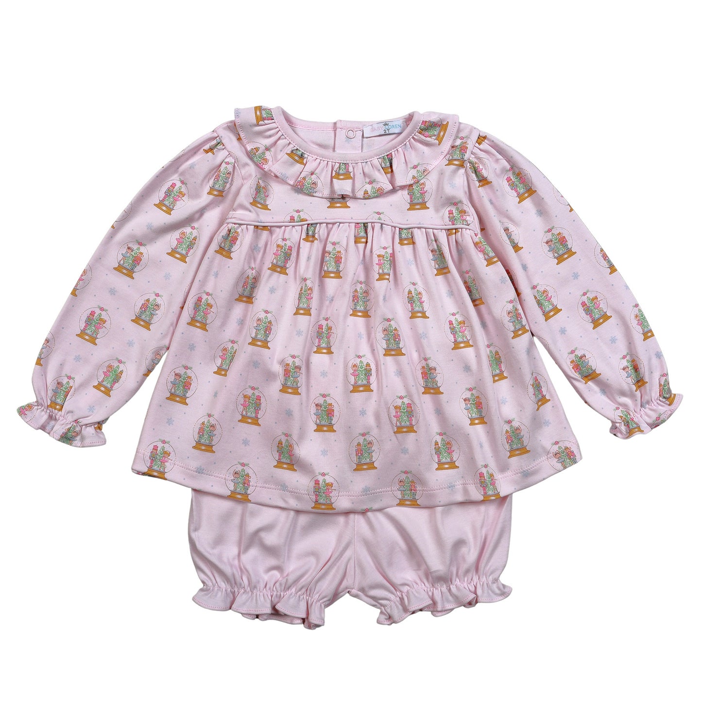 XSN-320 Pink Christmas Snow Globes Pima Bloomers set