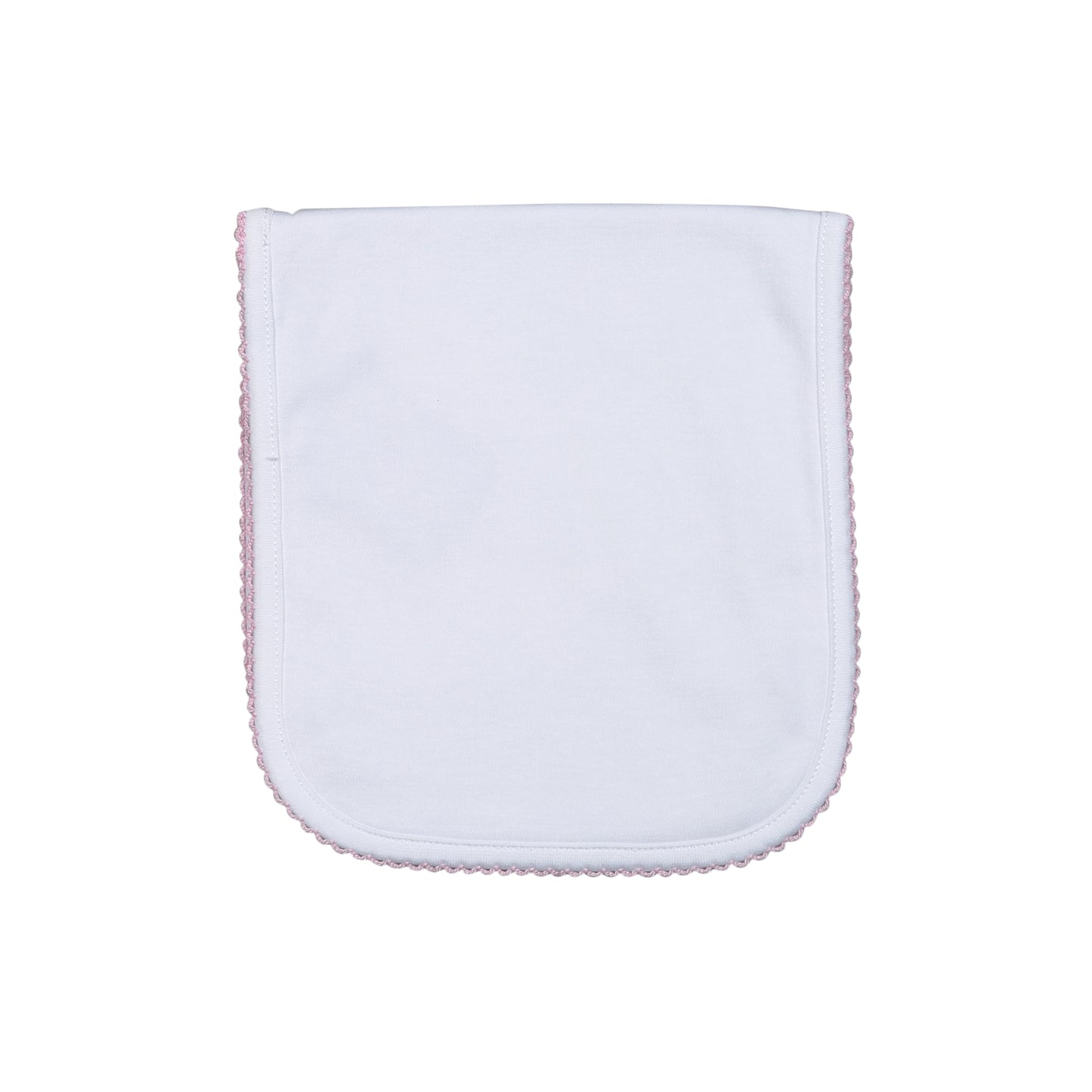 WPP-018 White Burping Pad Pink Picot Trim.