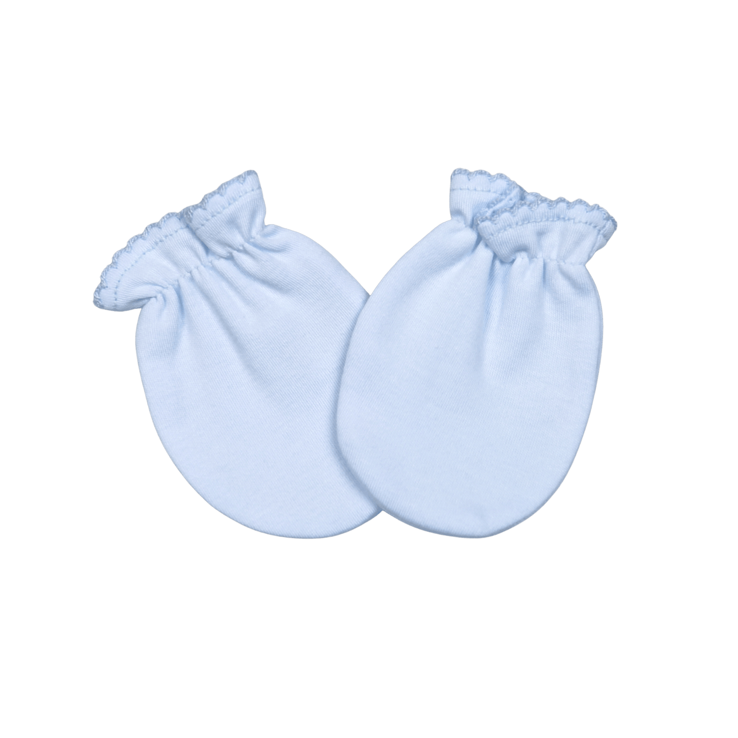 BBP-021 Blue Mittens Blue Picot Trim.