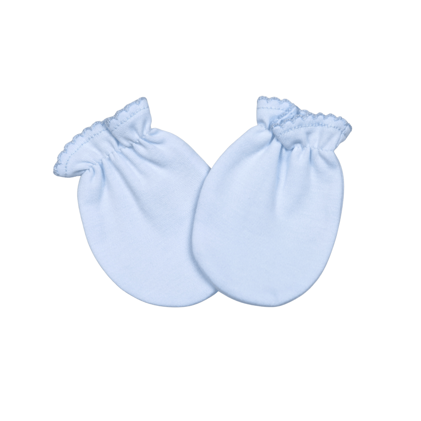 BBP-021 Blue Mittens Blue Picot Trim.