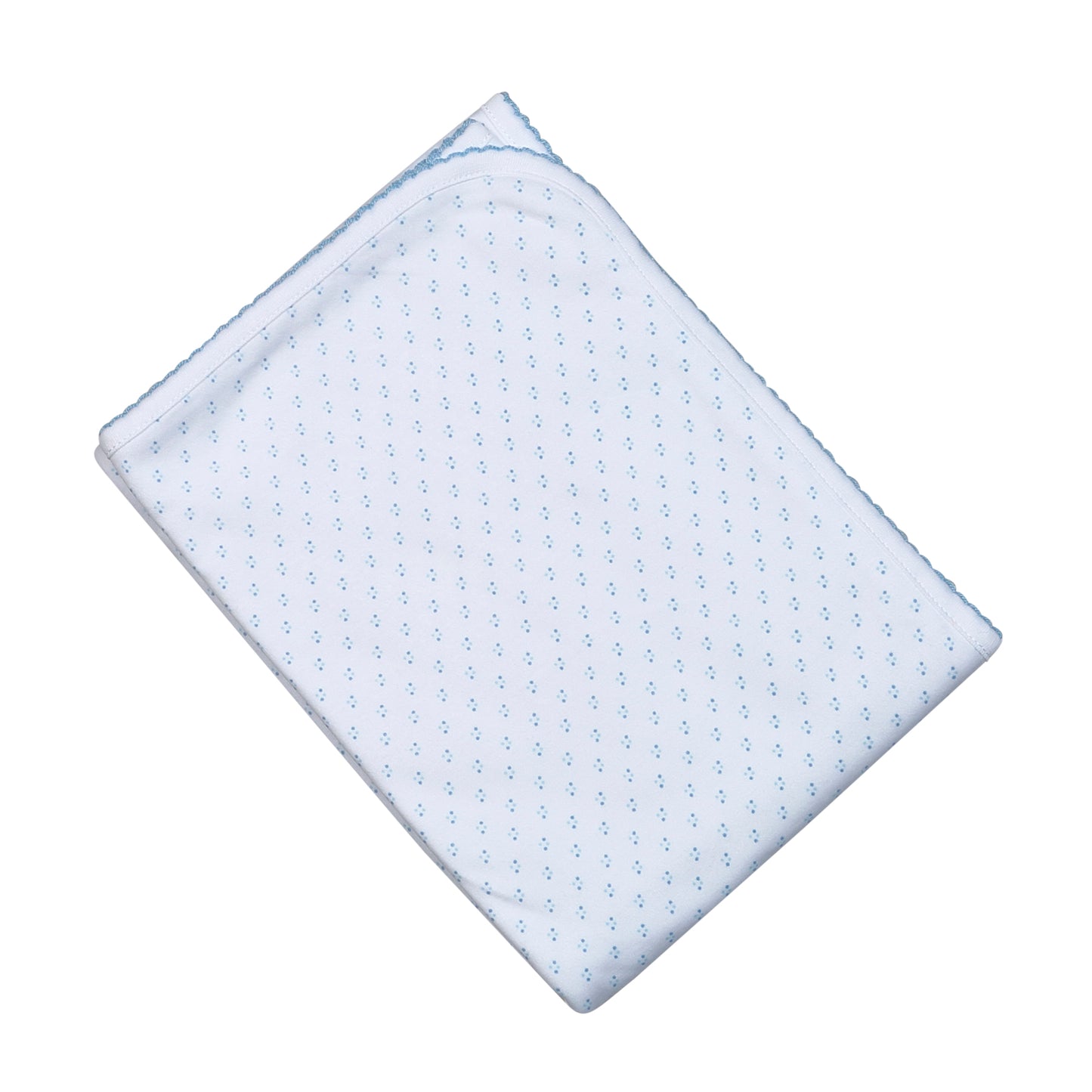 BDT-016 Blue Dots Receiving Blanket 28" x 29".
