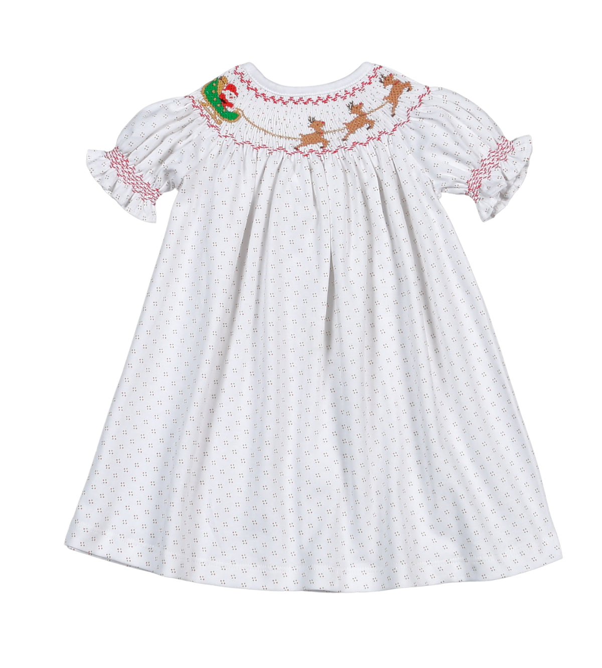 SSL-940 Santa's Sleigh Hand Smk Pima Bishop Dress