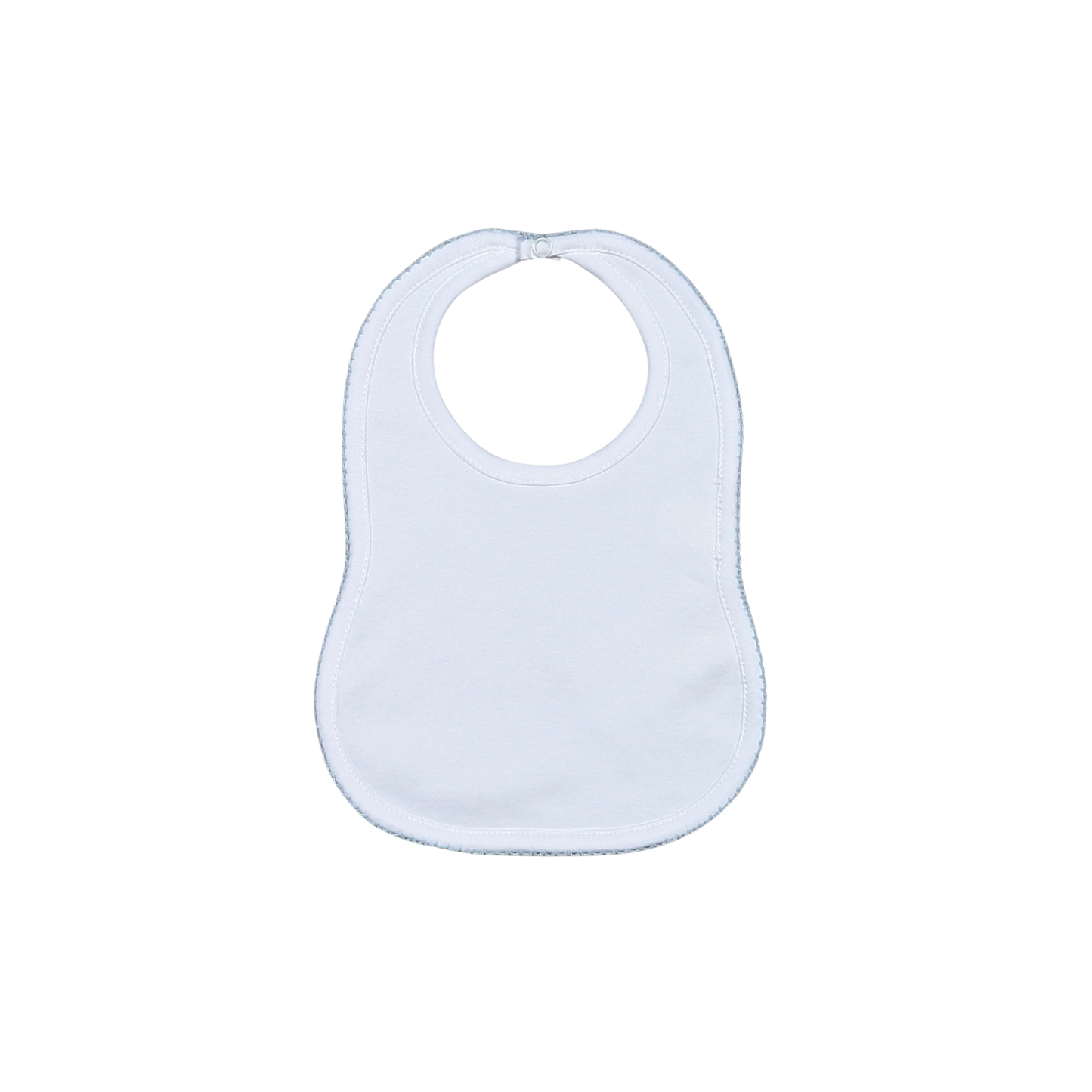 WBP-017 White Bib Blue Picot Trim.