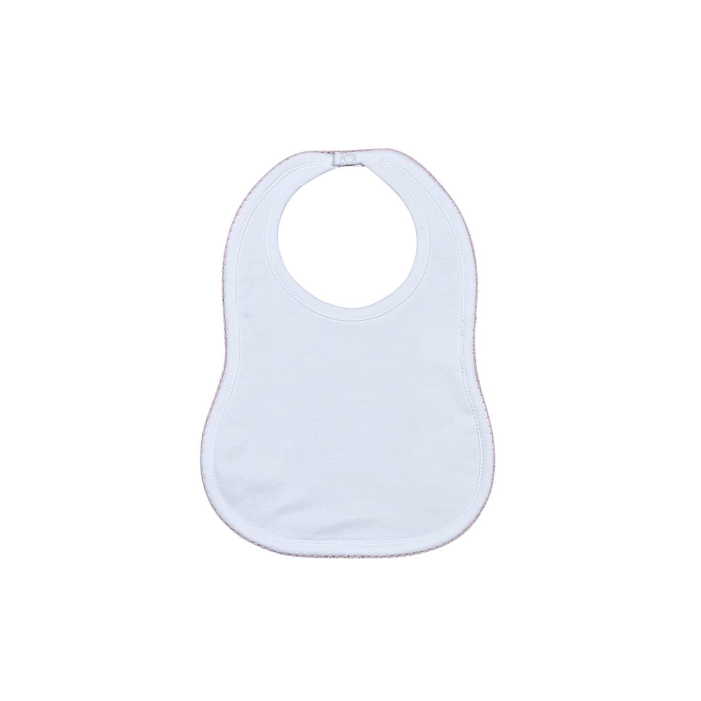 WPP-017 White Bib Pink Picot Trim.