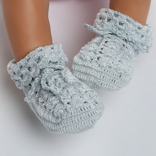 BAB-310 BLUE HAND CROCHET PIMA BOOTIES