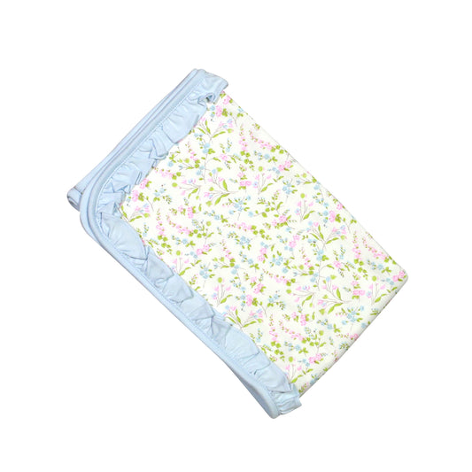 BEL-216 BELLE BLUE/PINK FLORAL PIMA RECEIVING BLANKET