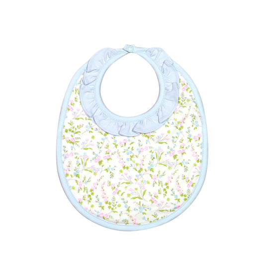BELLE BLUE/PINK FLORAL PIMA BIB