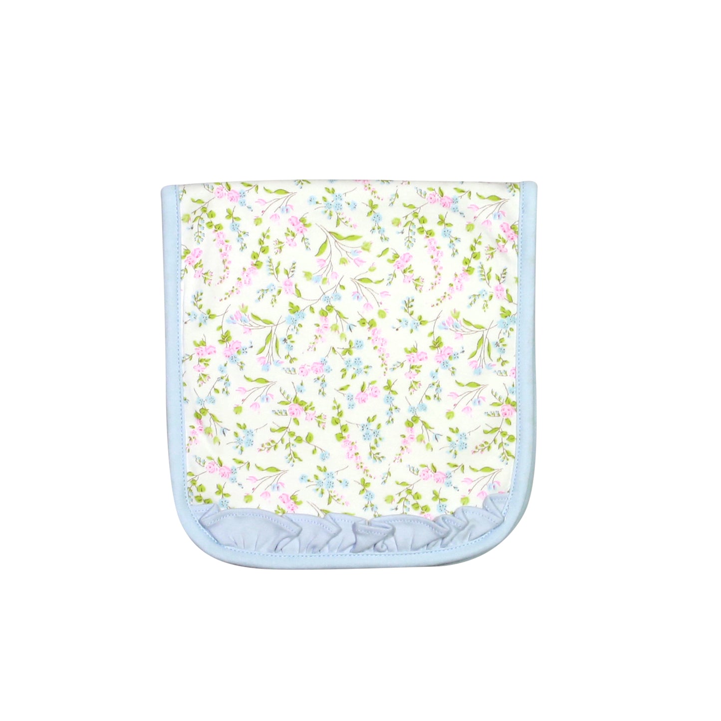 BEL-218 BELLE BLUE/PINK FLORAL PIMA BURPING PAD