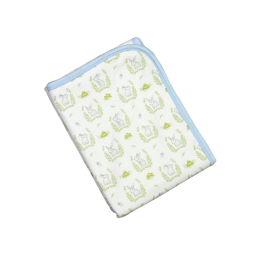 BLUE BUNNIES PIMA RECEIVING BLANKET