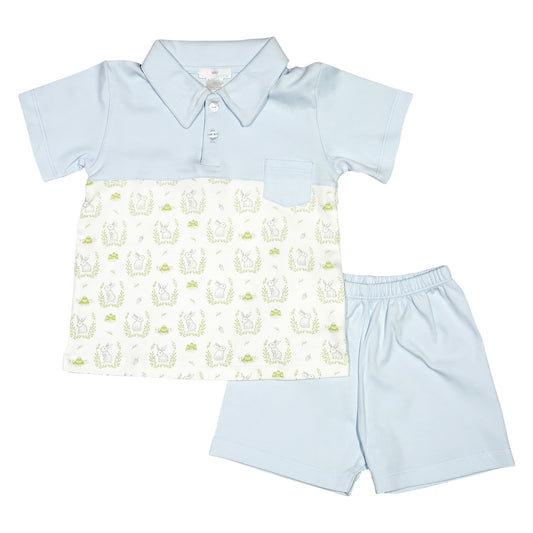 BLUE BUNNIES PIMA SHORT SET