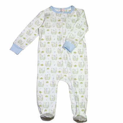 BLUE BUNNIES PIMA ZIPPER FOOTIE