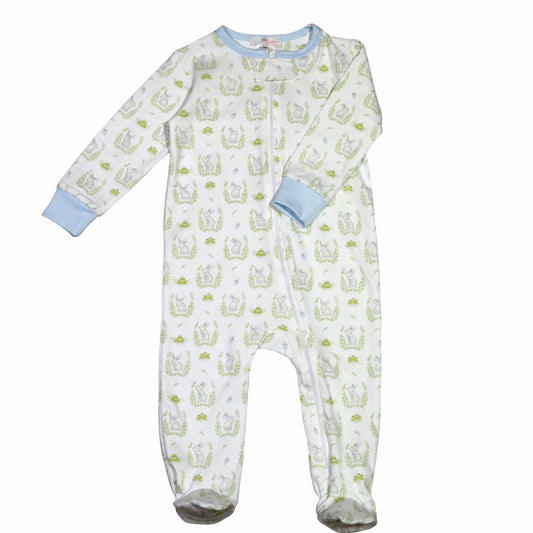 BLUE BUNNIES PIMA ZIPPER FOOTIE