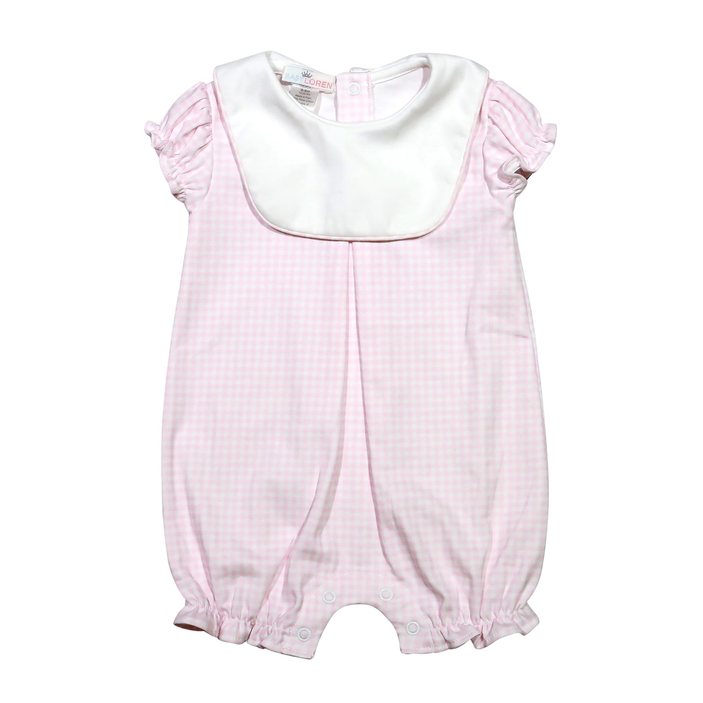 BRI-230 BRIANA PINK  GINGHAM BIB BUBBBLE