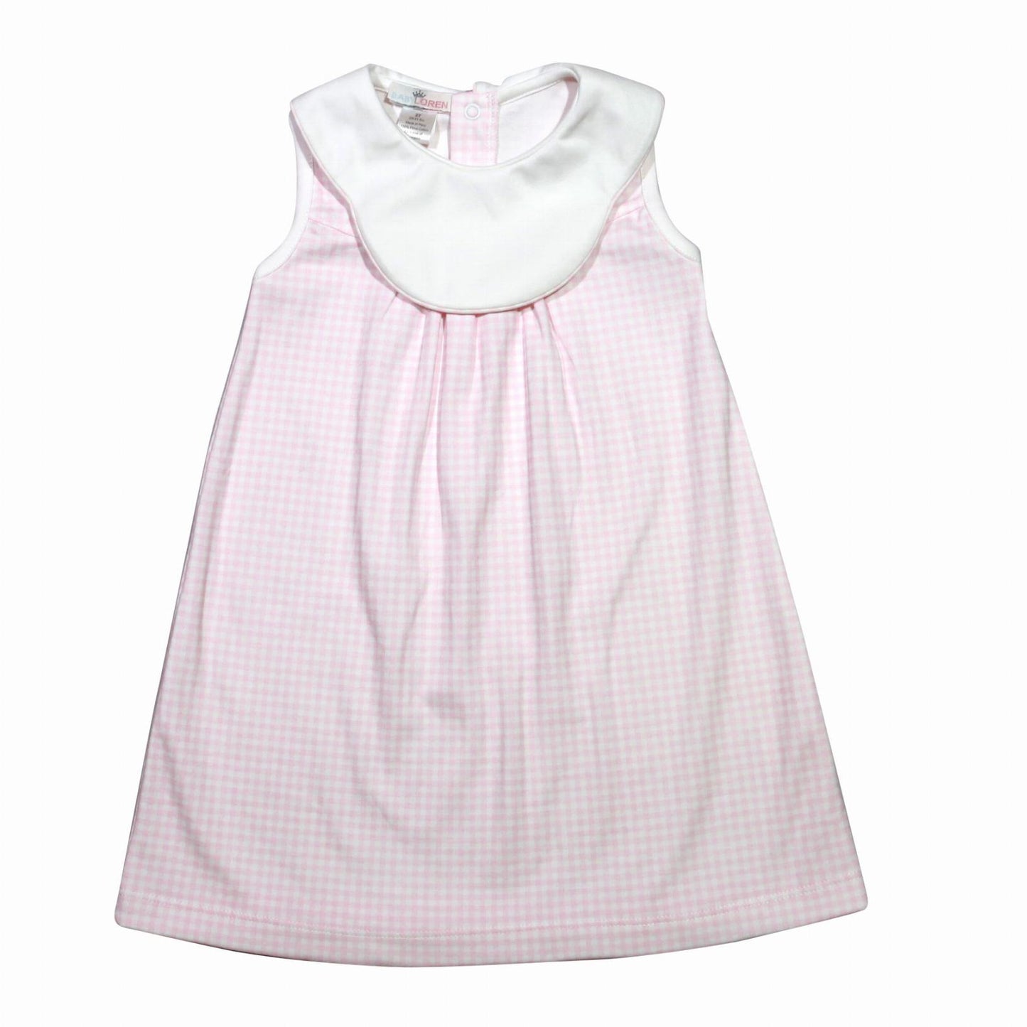 BRI-240 BRIANA PINK  GINGHAM BIB DRESS
