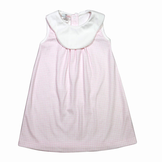 BRI-240 BRIANA PINK  GINGHAM BIB DRESS