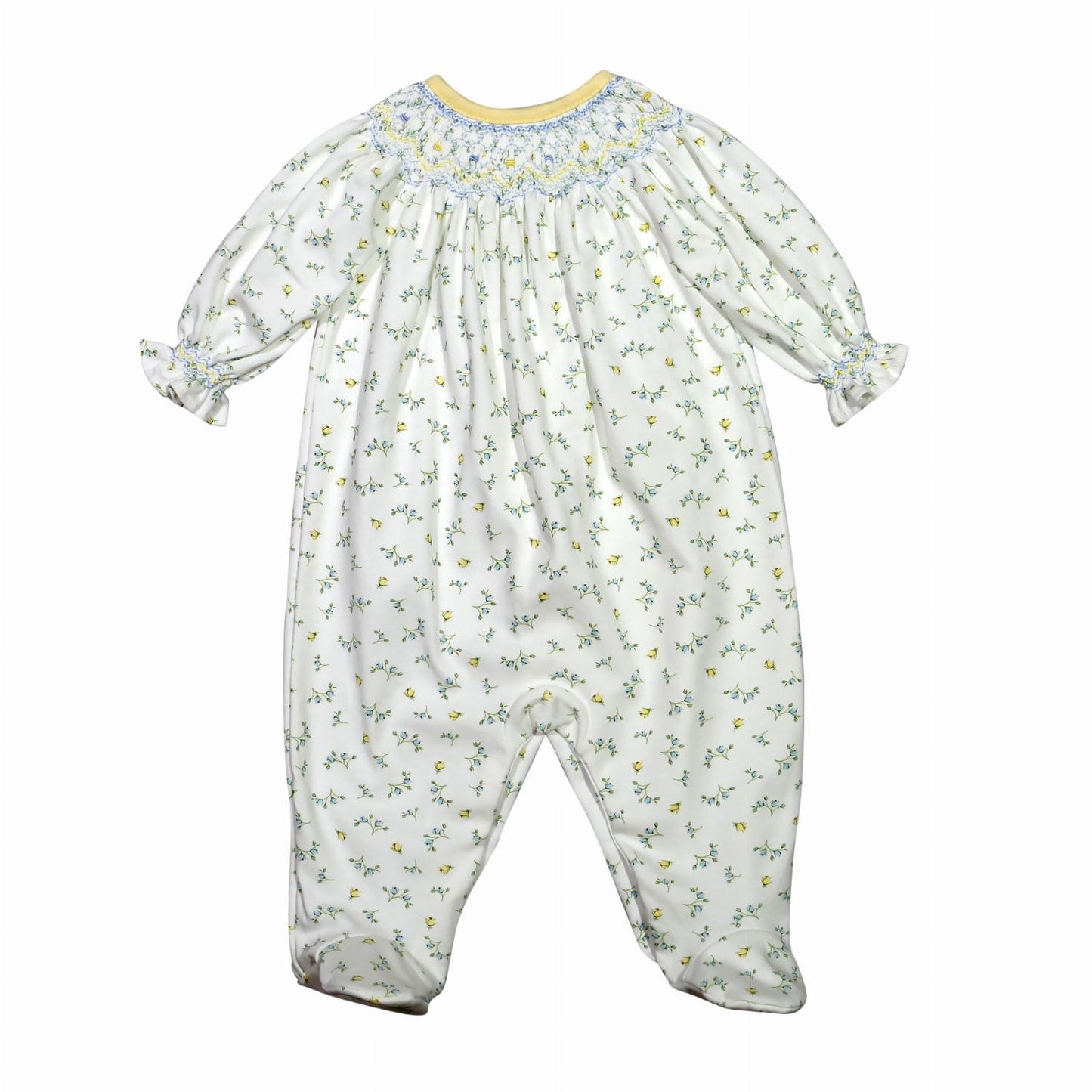 HAZ-414 HAZEL FLORAL HAND SMOCKED BISHOP FOOTIE