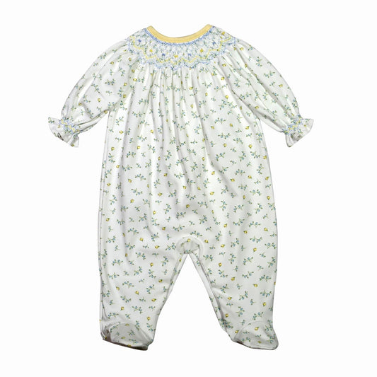 HAZ-414 HAZEL FLORAL HAND SMOCKED BISHOP FOOTIE