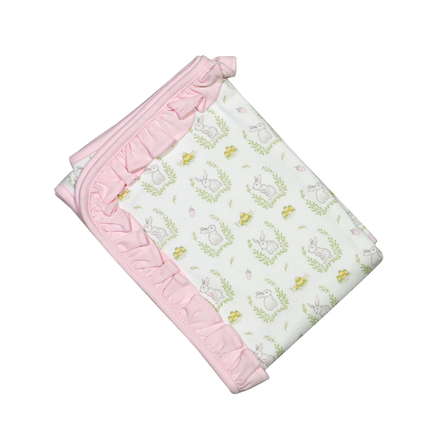 PKU-216 PINK BUNNIES PIMA  RECEIVING BLANKET