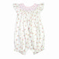 RPF-430 ROSIE PINK FLORAL HAND SMOCKED BISHOP BUBBLE