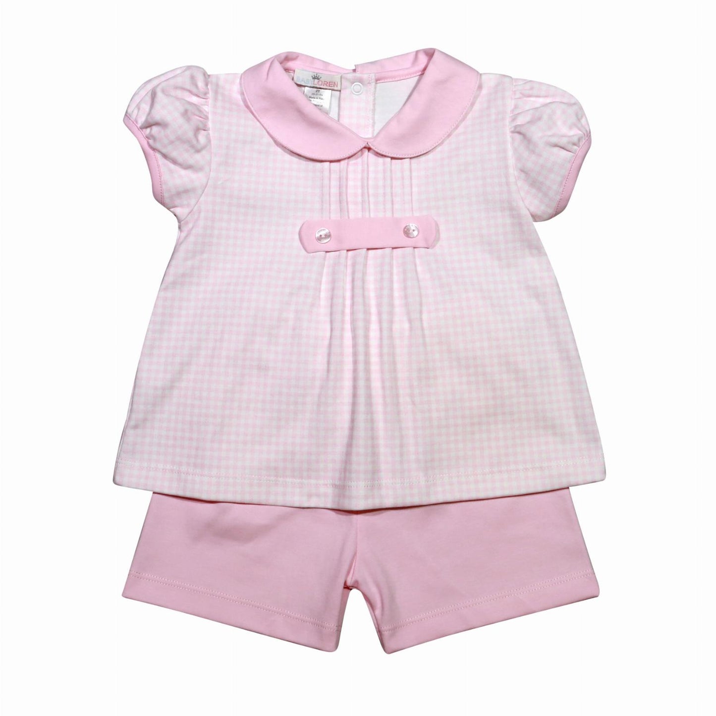 TES-220 TESSY PINK  GINGHAM PIMA SHORT SET