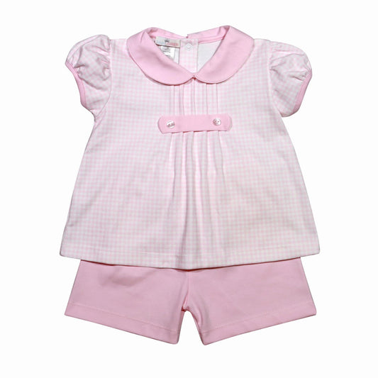TES-220 TESSY PINK  GINGHAM PIMA SHORT SET