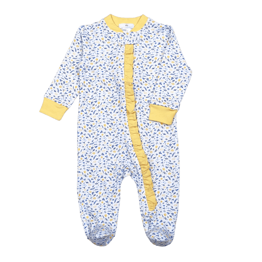 AZU-299 Azul floral Pima Zipper Footie
