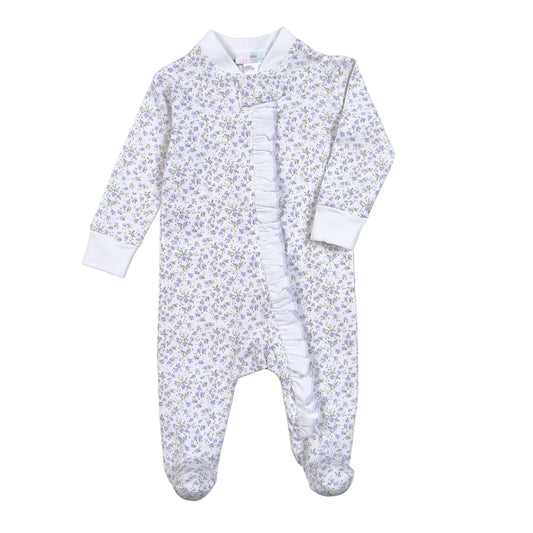 LEY-299 LEYLA PURPLE FLORAL ZIPPER FOOTIE