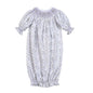LEY-419 LEYLA PURPLE FLORAL HAND SMOCKED BISHOP GOWN