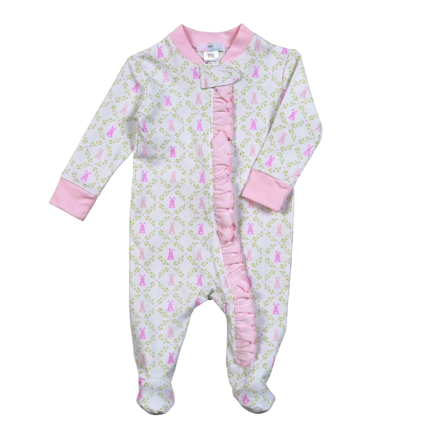 ESP-299 PINK EASTER BUNNIES ZIPPER FOOTIE