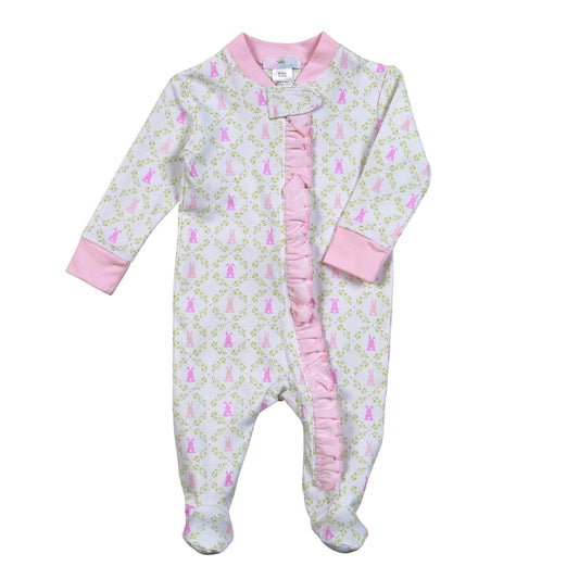 ESP-299 PINK EASTER BUNNIES ZIPPER FOOTIE