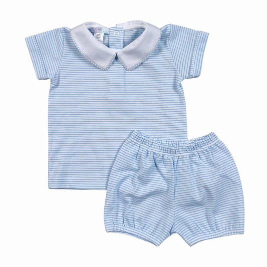 BSS-420 BLUE STRIPES DIAPER COVER SET POINTY COLLAR