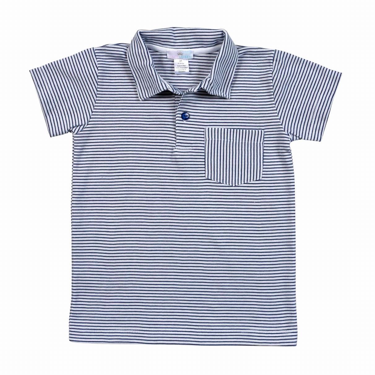 NVS-310 NAVY BLUE STRIPES  COLLARED  T-SHIRT