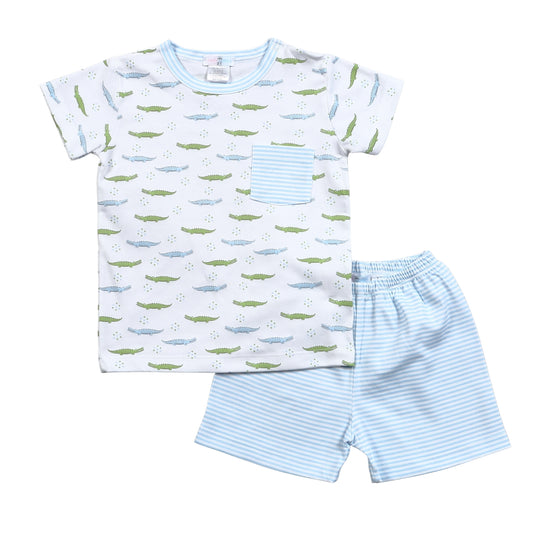 BLUE ALLIGATORS PIMA SHORT SET