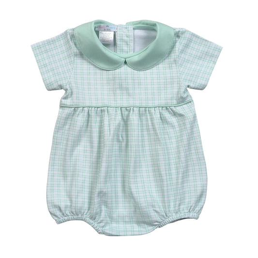 AQUA PLAID PIMA  BUBBLE POINTY COLLAR