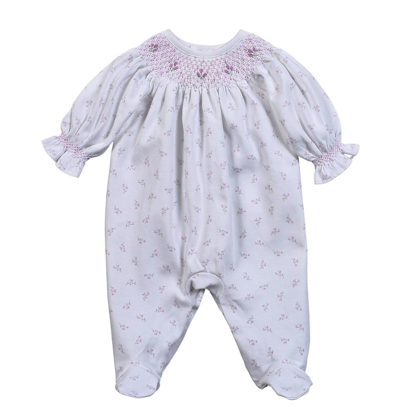 JOY-414 JOY FLORAL HAND SMOCKED BISHOP FOOTIE