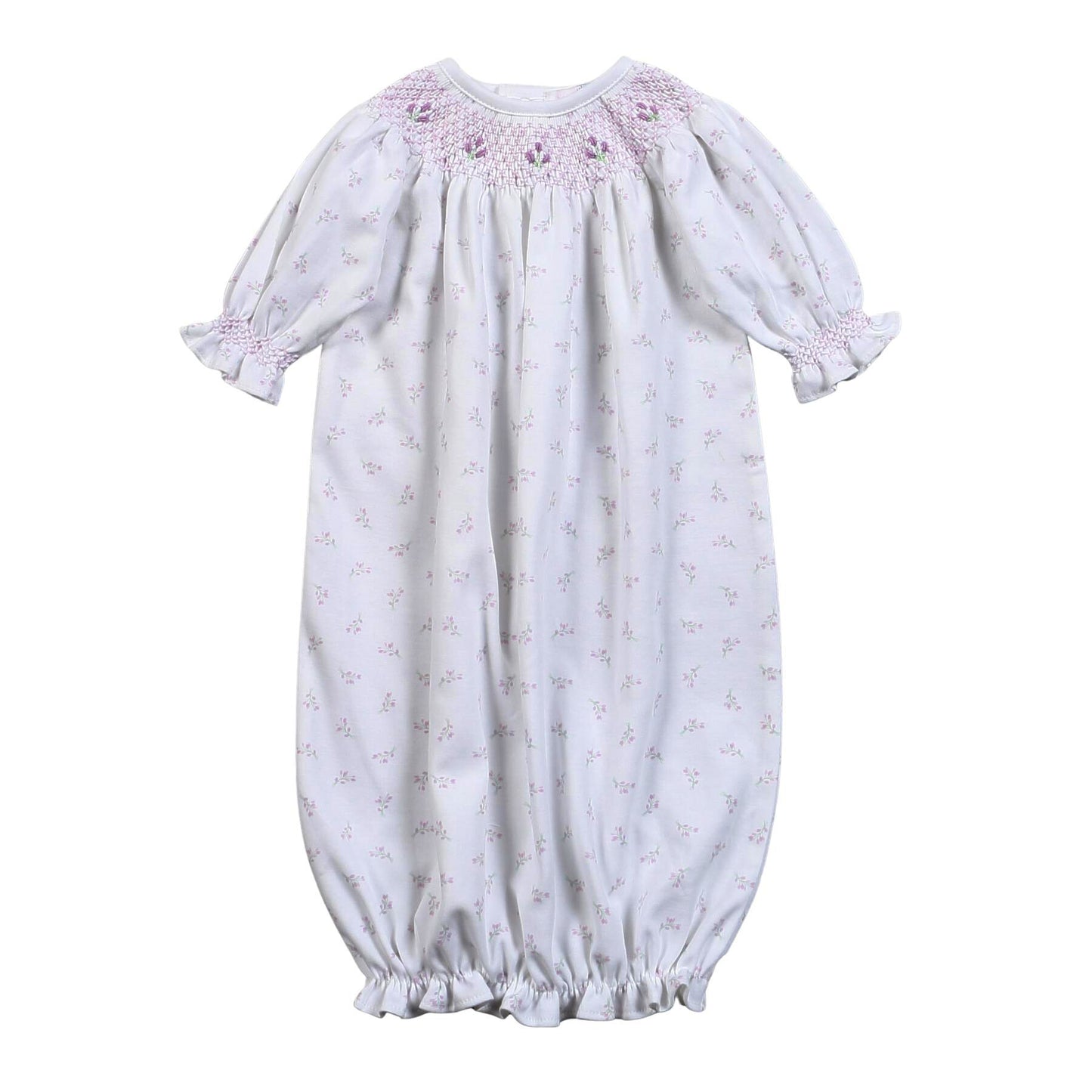 JOY-419 JOY FLORAL HAND SMOCKED BISHOP GOWN