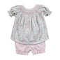 MYA FLORAL  HAND SMOCKED PIMA BISHOP BLOOMERS SET