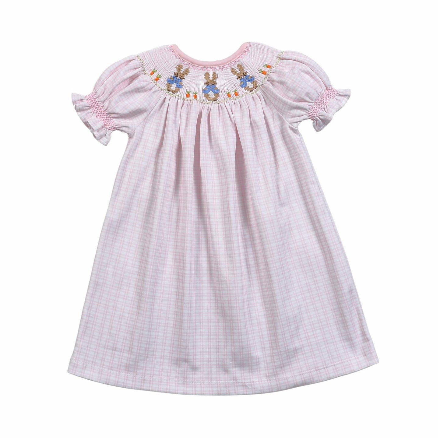 PRA-440 PETER RABBIT PINK HAND SMOCKED PIMA BISHOP DRESS