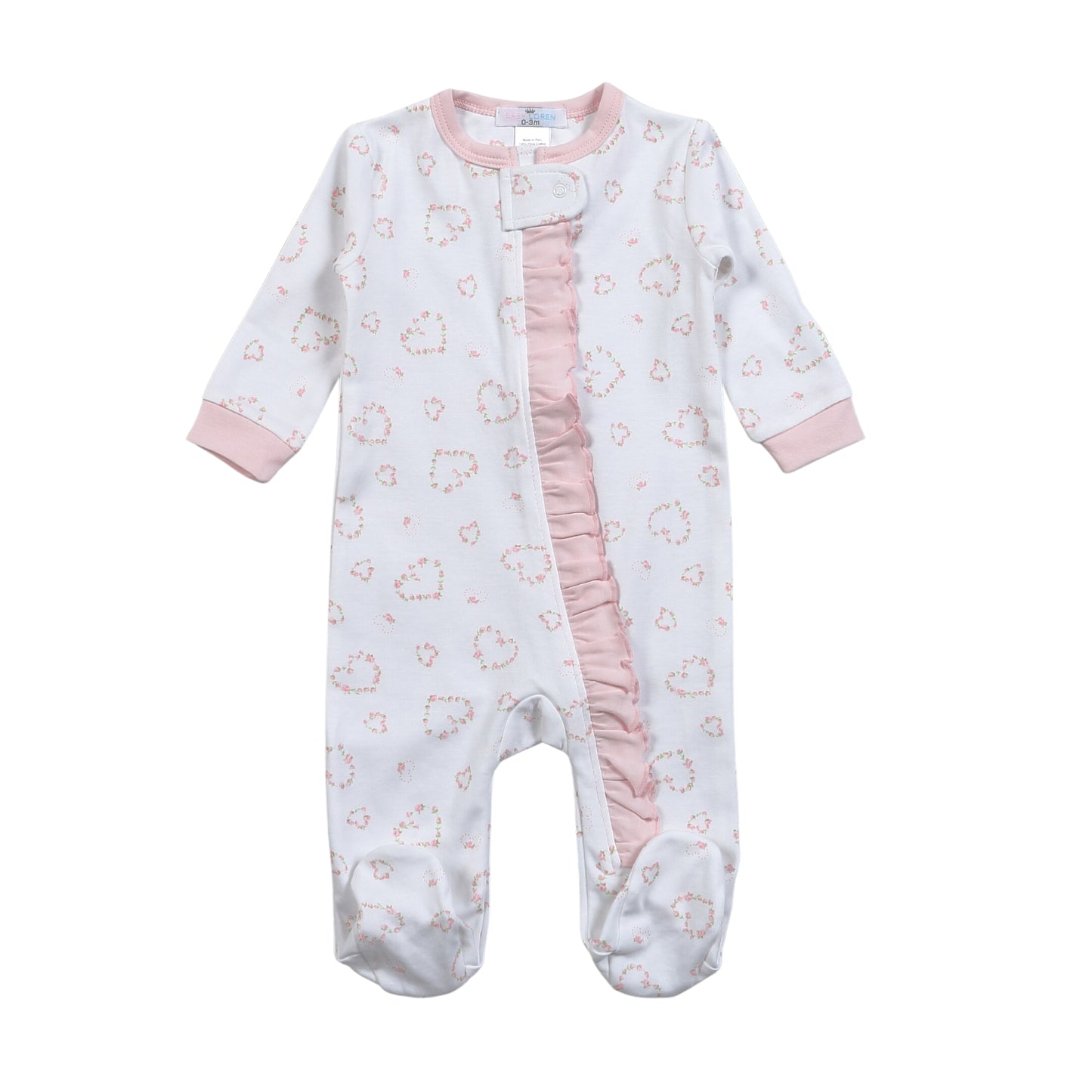 SWEETHEART ROSES  PIMA ZIPPER FOOTIE