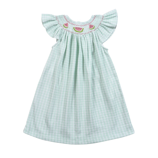 WAT-440 WATERMELON HAND SMOCKED PIMA BISHOP DRESS