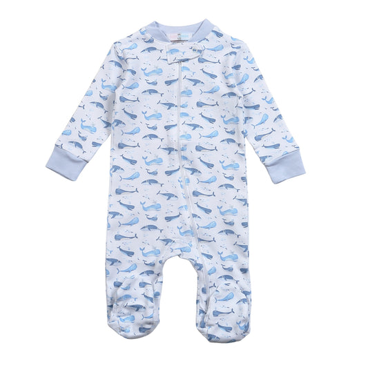 WHA-399 BLUE WHALES PIMA ZIPPER FOOTIE