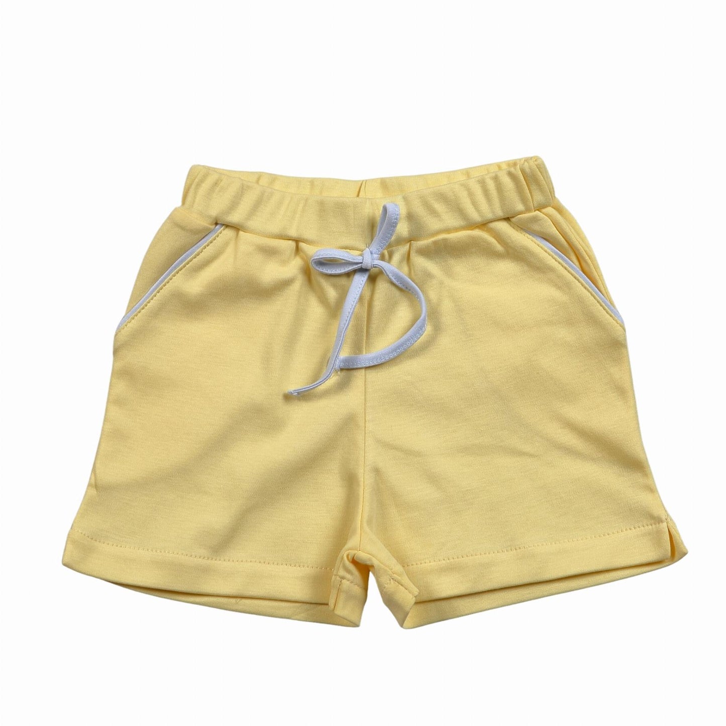 YELLOW SHORTS BLUE PIPING