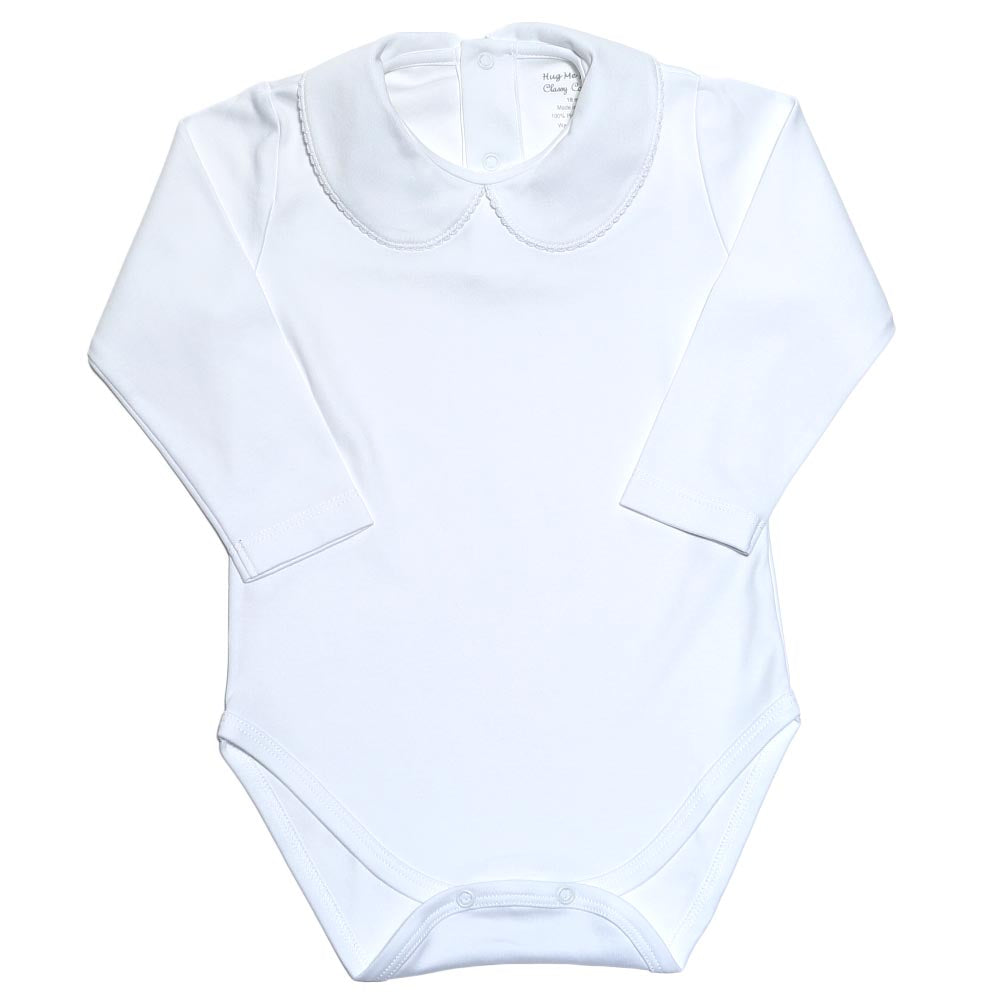 BLI-110 WHITE PIMA ROUND COLLAR LONG SLEEVES BODYSUIT