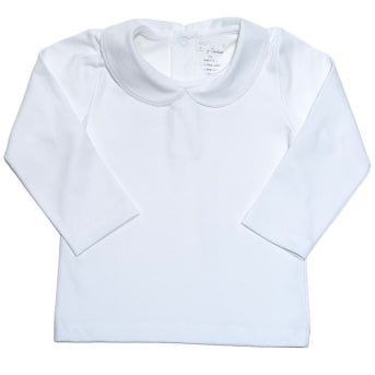 BLI-210 WHITE PIMA ROUND COLLAR LONG SLEEVES  TEE