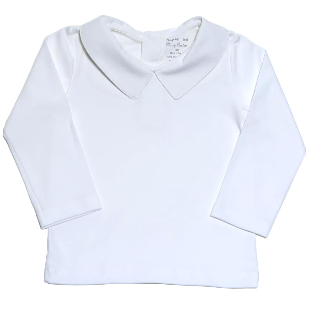 BLI-220 WHITE PIMA POINTY COLLAR LONG SLEEVES  TEE