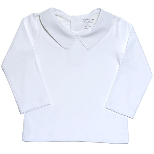 BLI-220 WHITE PIMA POINTY COLLAR LONG SLEEVES  TEE