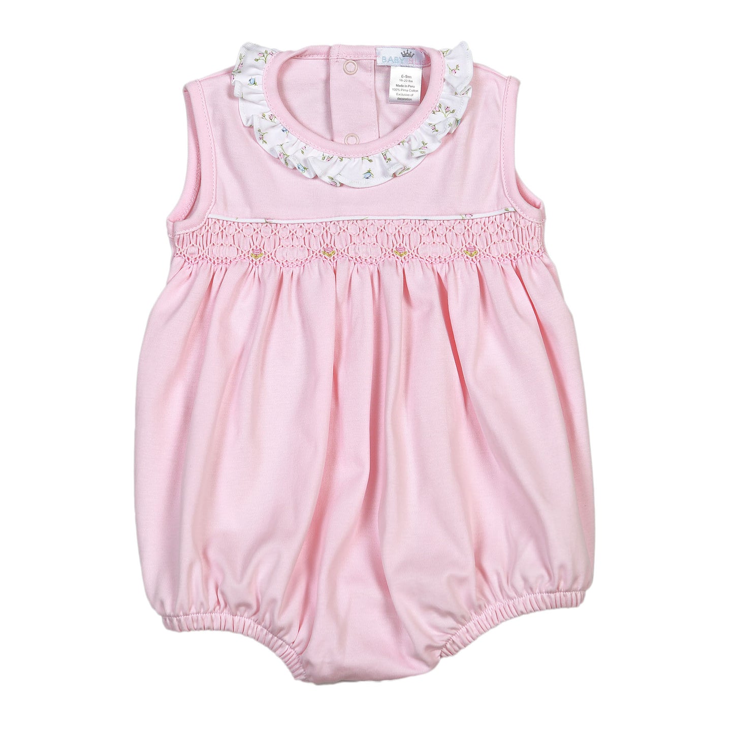 LAU-630 Laura pink hand smocked bubble