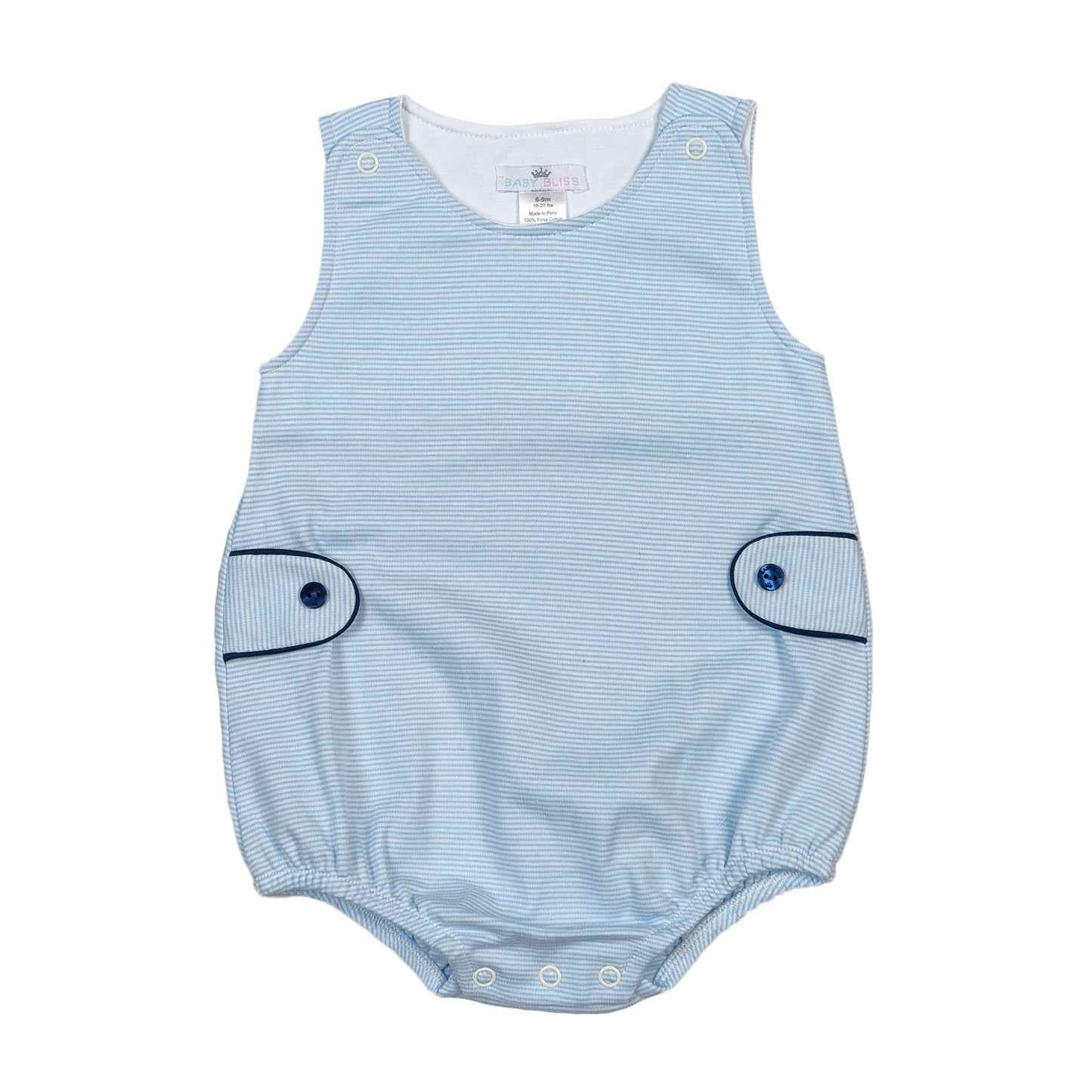 TON-130 Tony blue tiny stripes Pima two button Bubble