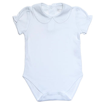BLI-410 WHITE PIMA ROUND COLLAR SHORT SLEEVES BODYSUIT