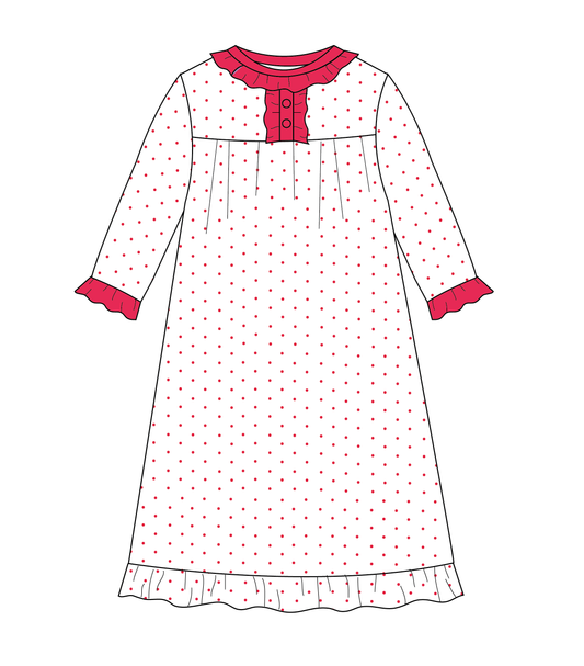 RDG-009 Red Dots Pima Doll Night Gown
